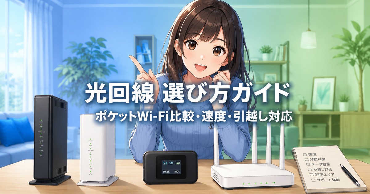 光回線とポケットWi-Fiを比較するイメージイラスト