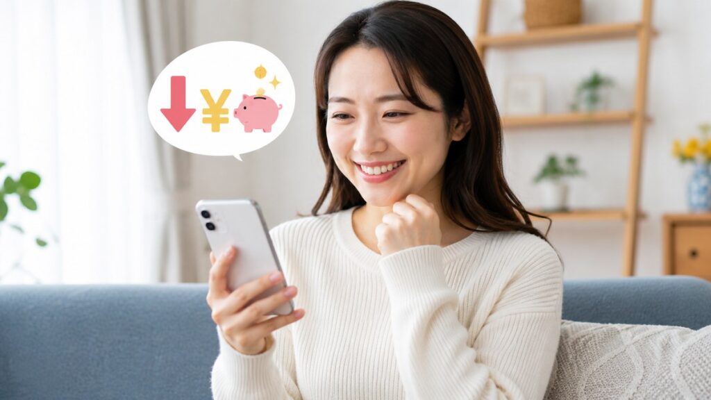 手のひらにSIMカードをのせスマートフォンと並べた写真