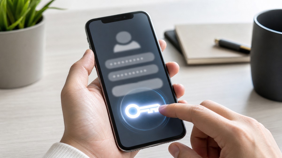 スマホでパスワードを自動入力しているイメージ