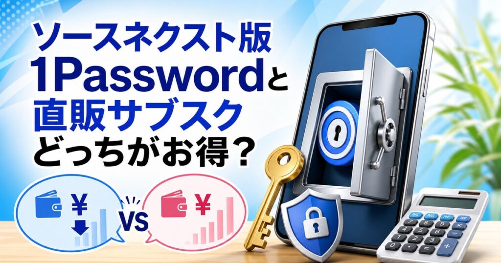 ソースネクスト版1Passwordと直販サブスクの比較アイキャッチ