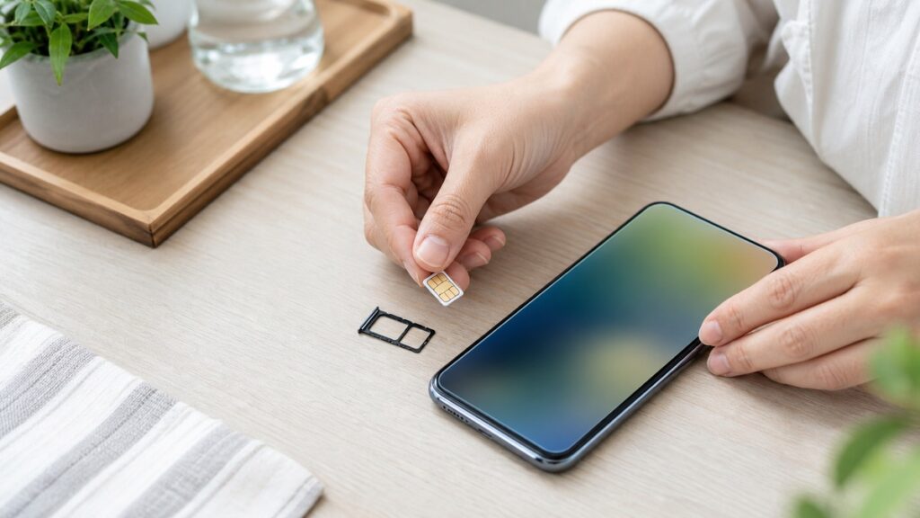 物理SIMとeSIMを1台のスマホで使うデュアルSIMのイメージ