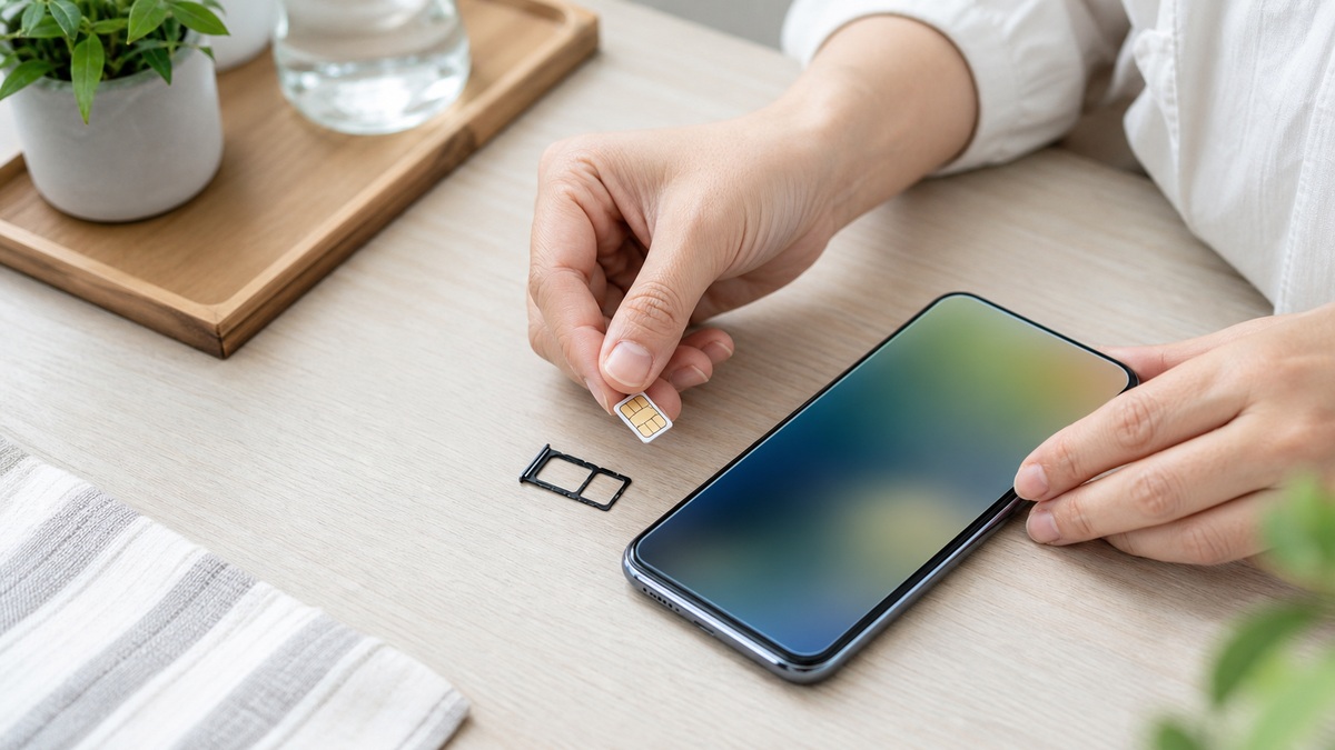 物理SIMとeSIMを1台のスマホで使うデュアルSIMのイメージ