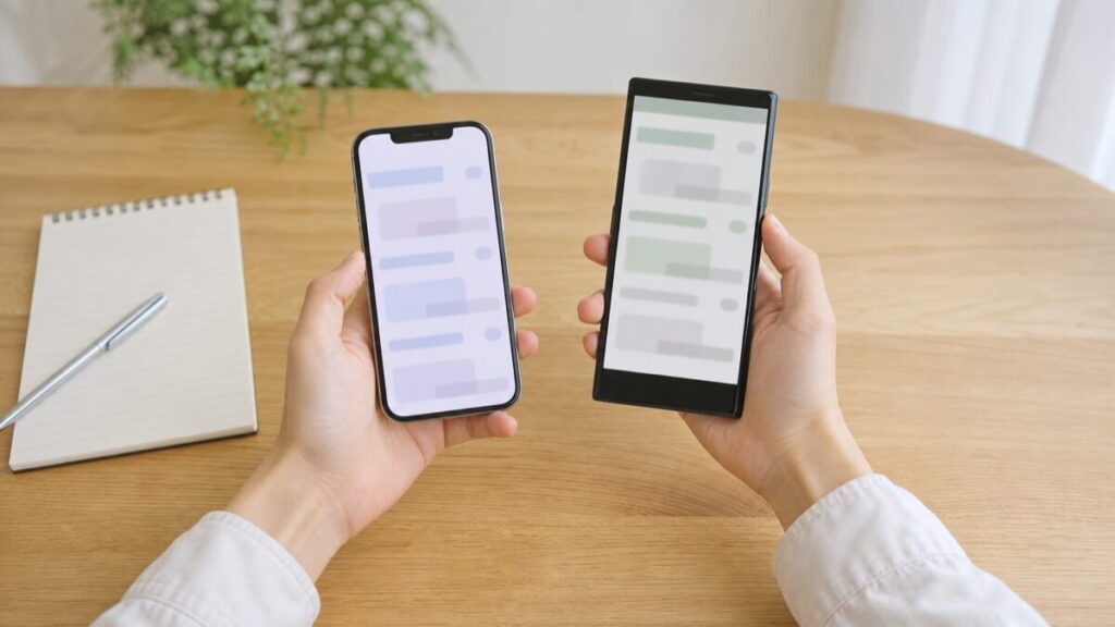 2つのスマホプランを見比べて比較する様子
