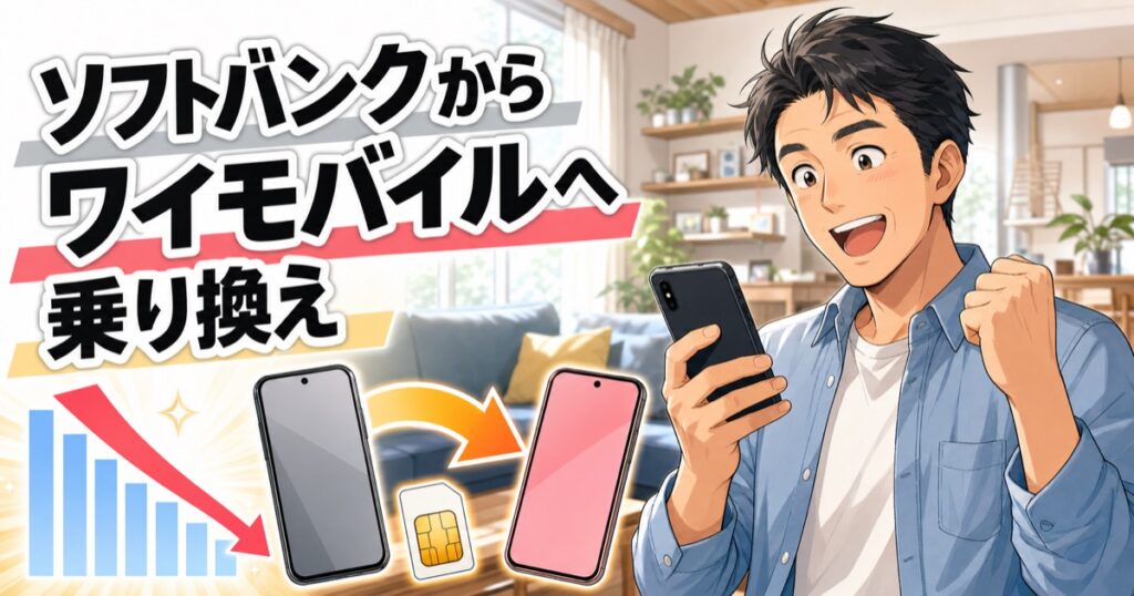 ソフトバンクからワイモバイルへの乗り換えを解説するアイキャッチ