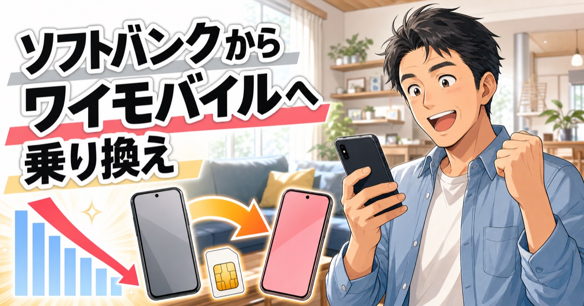 ソフトバンクからワイモバイルへの乗り換えを解説するアイキャッチ