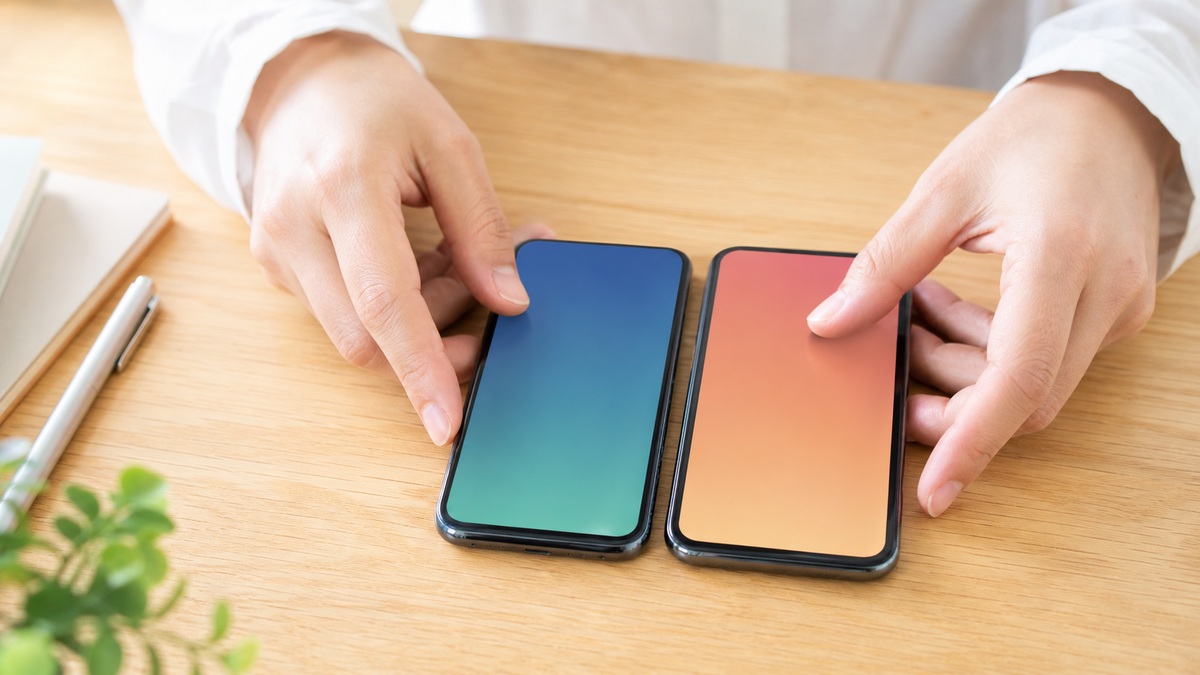 2台のスマホを近づけてeSIMを移し替える様子