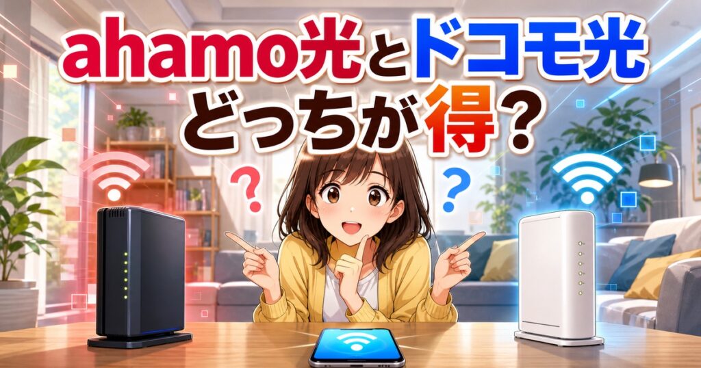 ahamo光とドコモ光の違いを比較する記事のアイキャッチ
