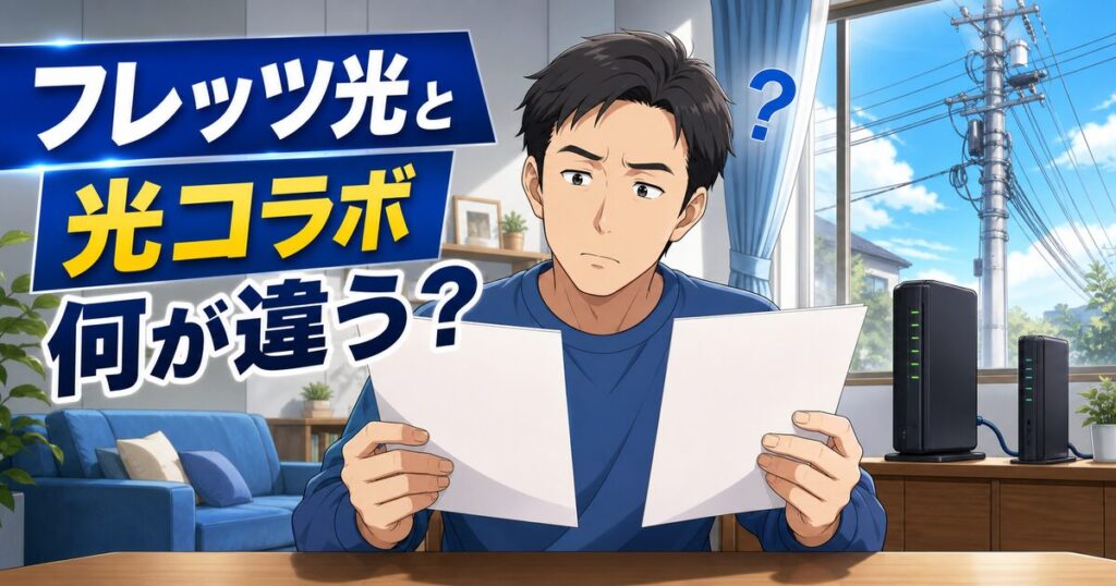 フレッツ光と光コラボの違いを解説するアイキャッチ