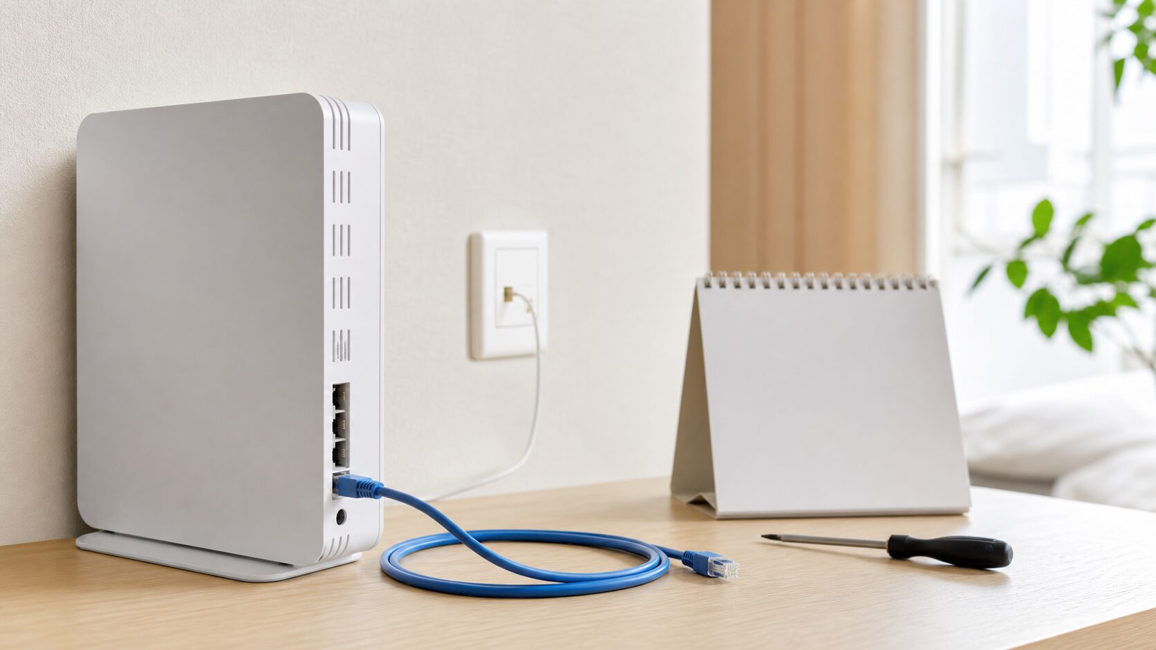 光回線の乗り換え・開通をイメージしたルーターとケーブル