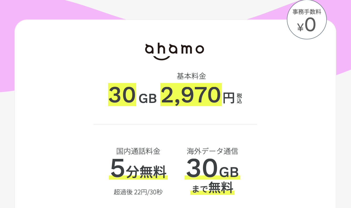 ahamoの料金プランのスクショ