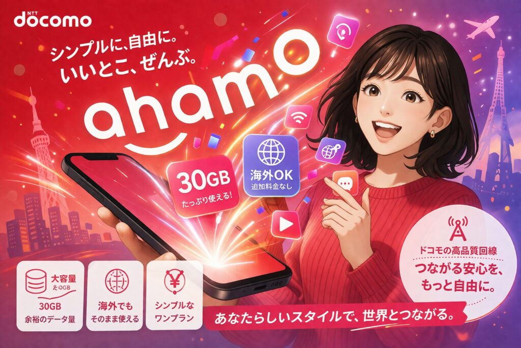 ahamo ドコモ回線 30GB 海外OK