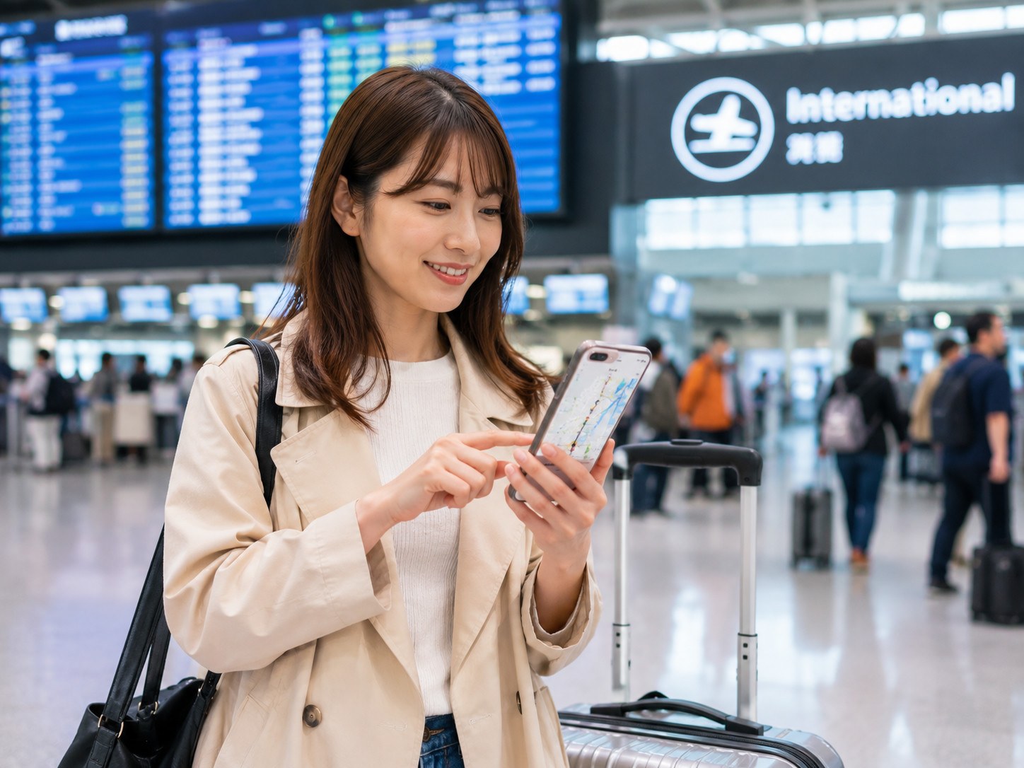 スマホとデジタルアイコンを組み合わせた通信のイメージ