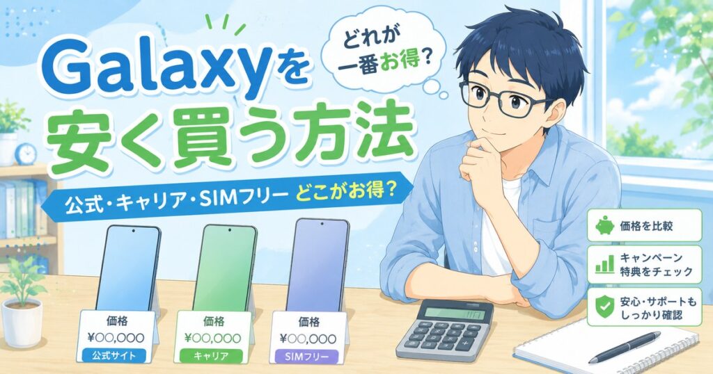 Galaxyを安く買う方法を比較するアイキャッチ
