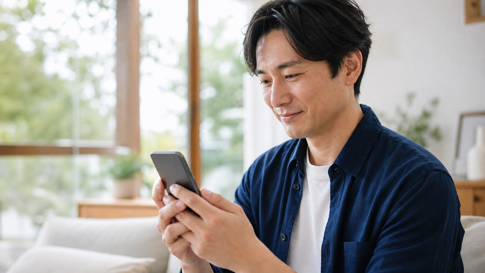 スマホで通信状況を確認する様子