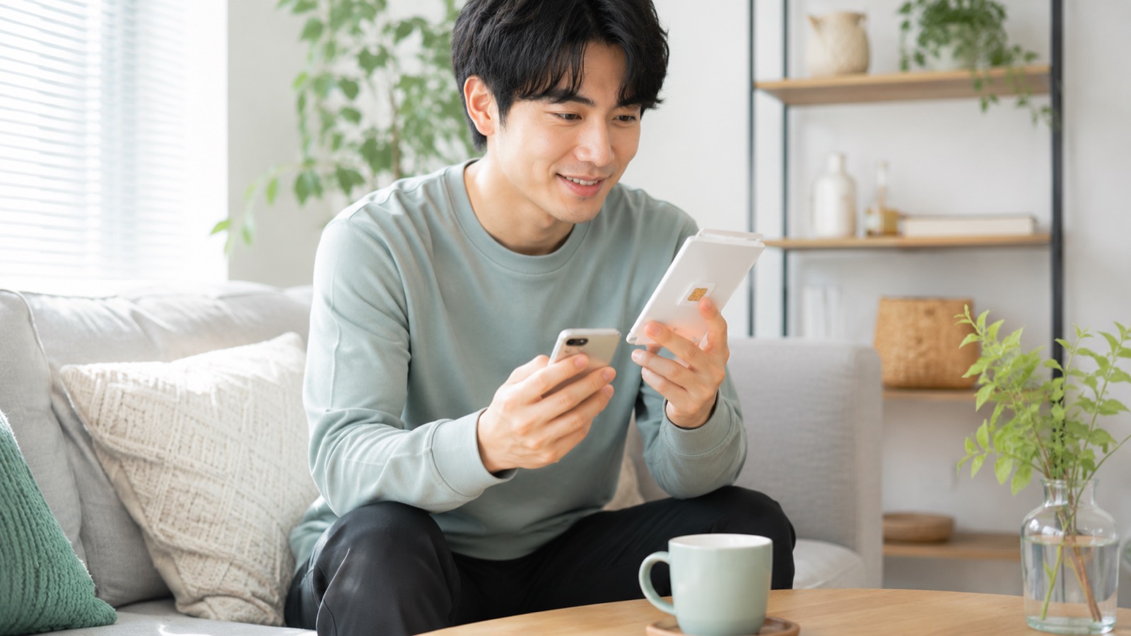 LINEMOをオンラインで申し込みSIMを設定するイメージ
