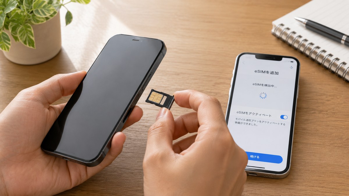eSIMを設定する様子