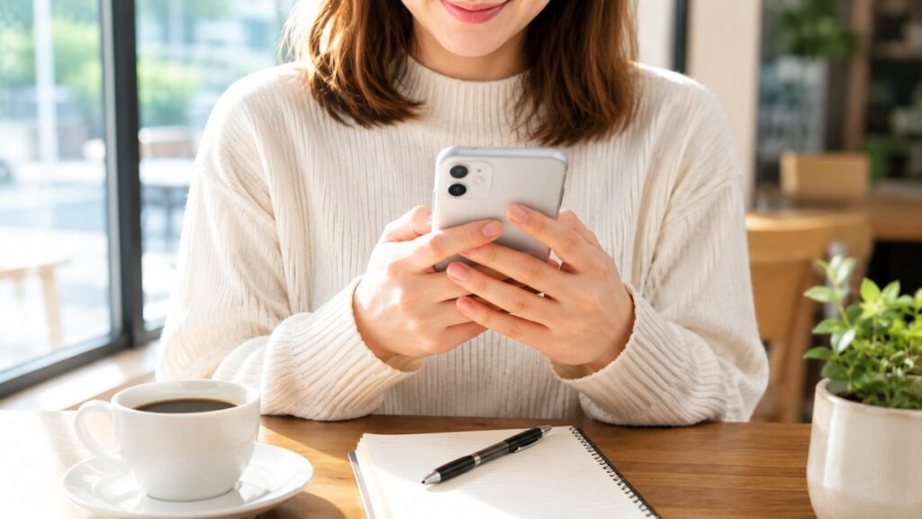 スマホの口コミ・評判を確認している様子の写真