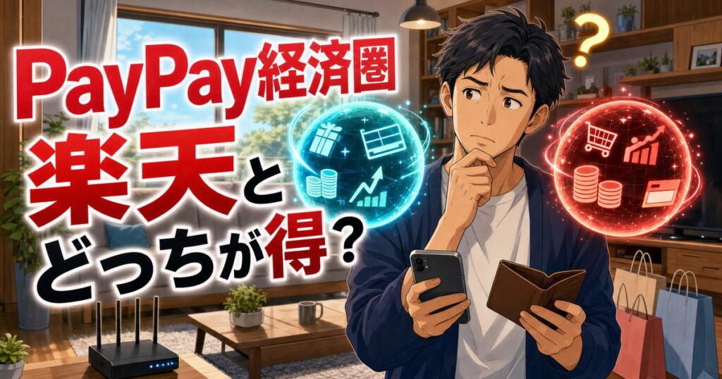 PayPay経済圏と楽天を比較する記事のアイキャッチ