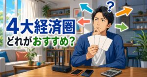 4大経済圏を比較する記事のアイキャッチ