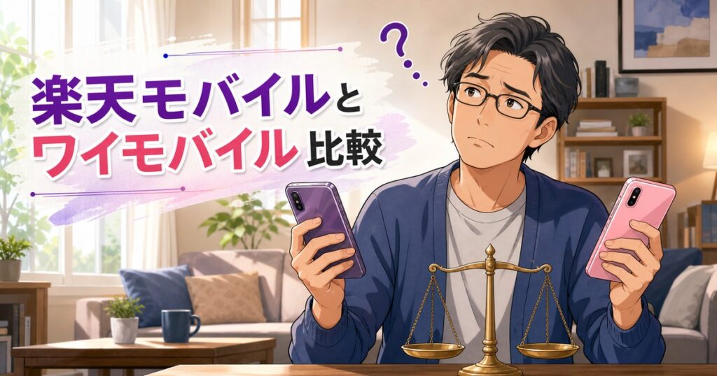 楽天モバイルとワイモバイルを比較するイメージ