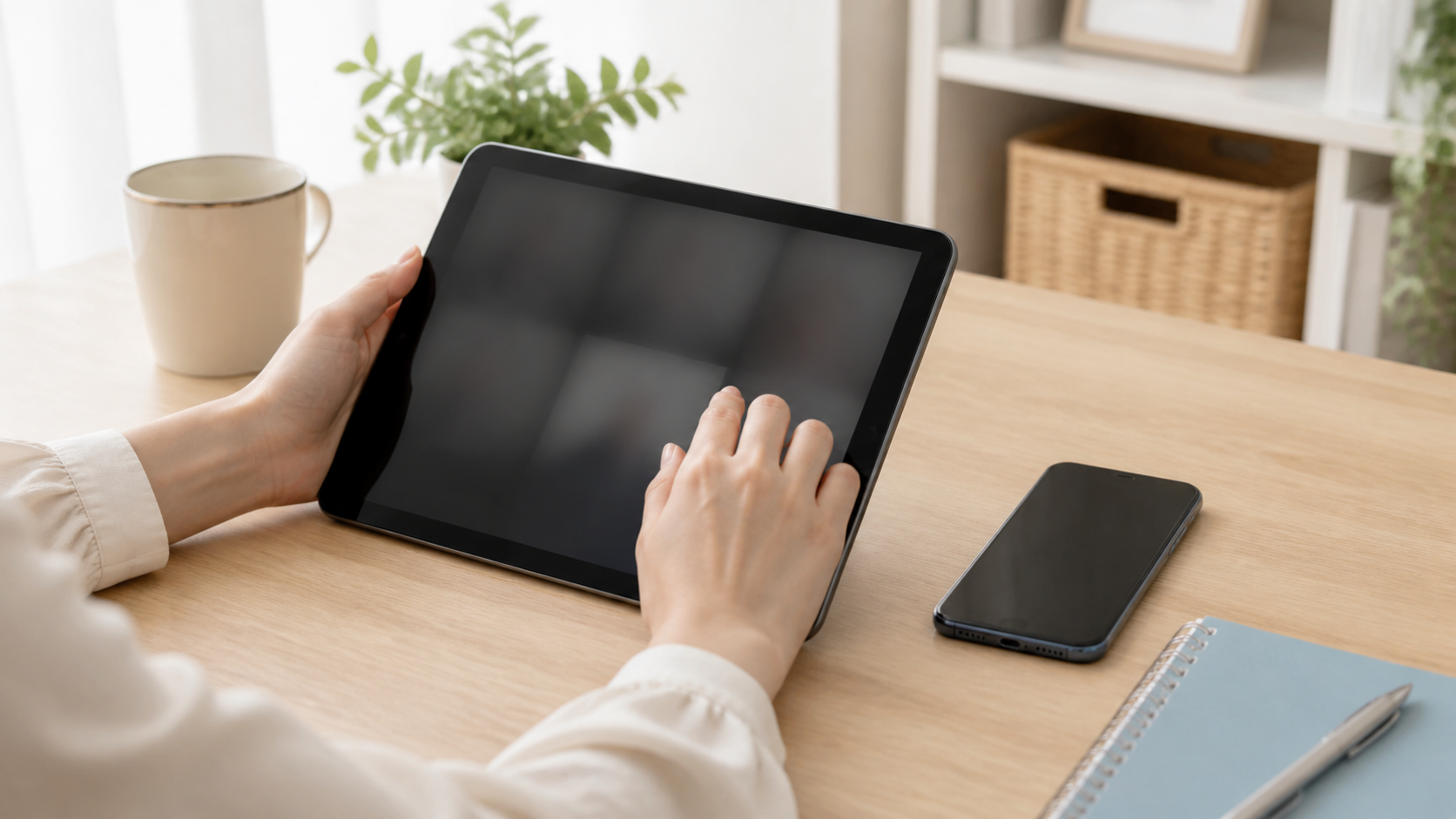iPadとスマートフォンを使い分ける手元