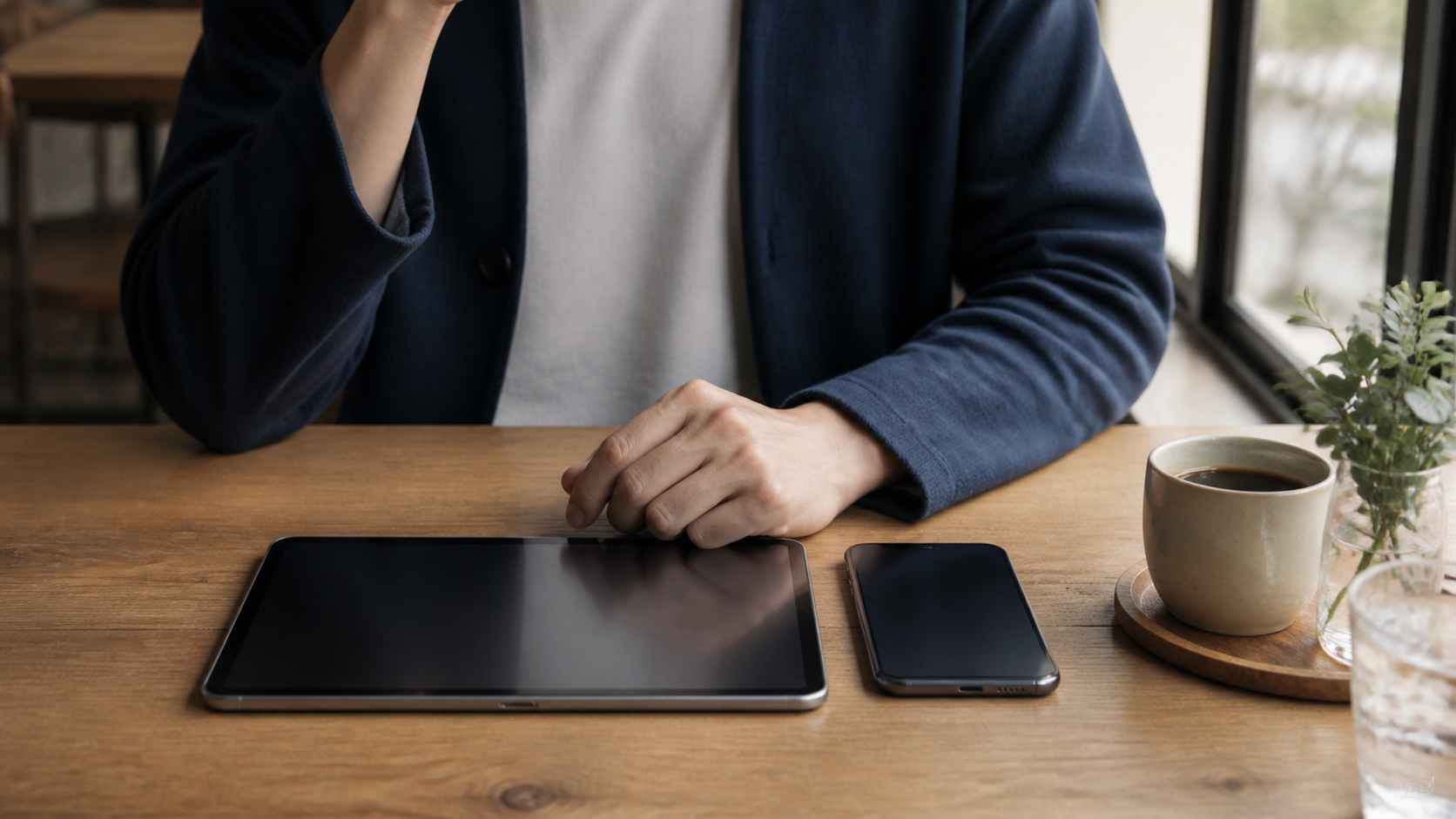 スマートフォンとiPadを並べて使い分ける手元