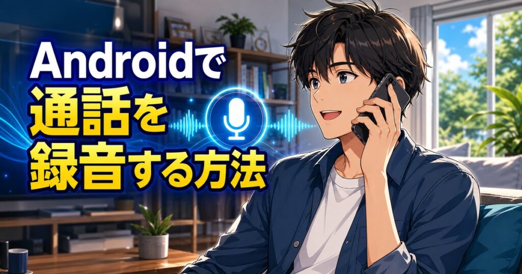 Androidで通話を録音する方法を解説する記事のアイキャッチ
