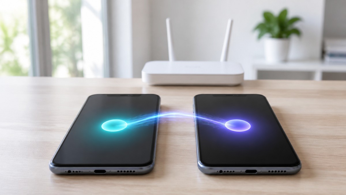 新しいスマホと古いスマホを並べてeSIMを移行している様子