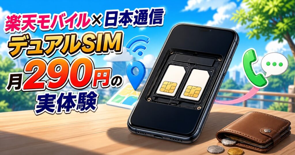 楽天モバイル×日本通信 デュアルSIM 月290円の実体験