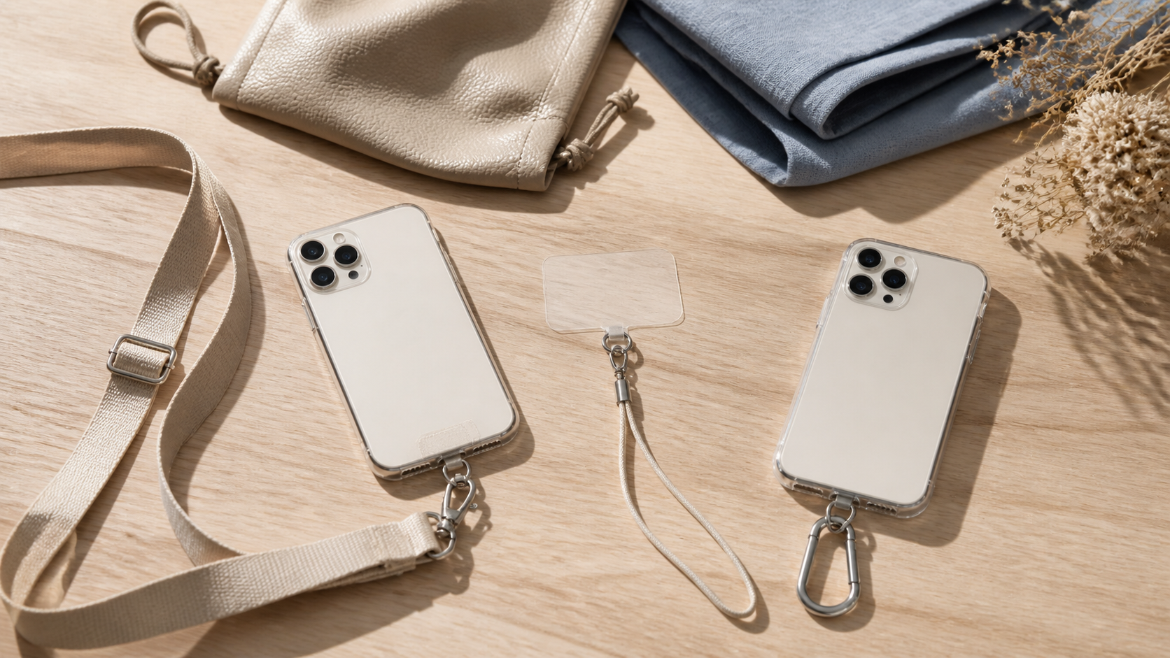 ショルダー・ホルダー単品・カラビナのスマホストラップ3タイプ
