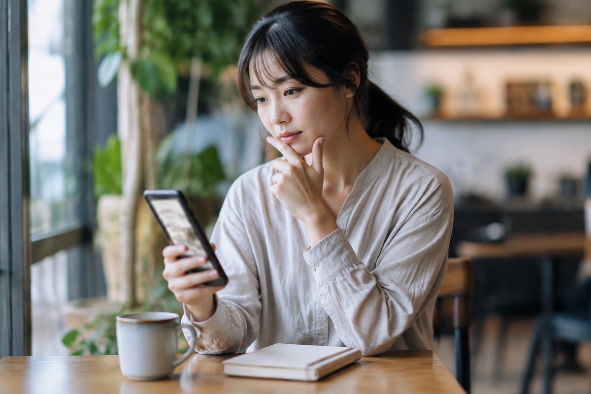 スマートフォンで通信サービスの口コミを比較する人