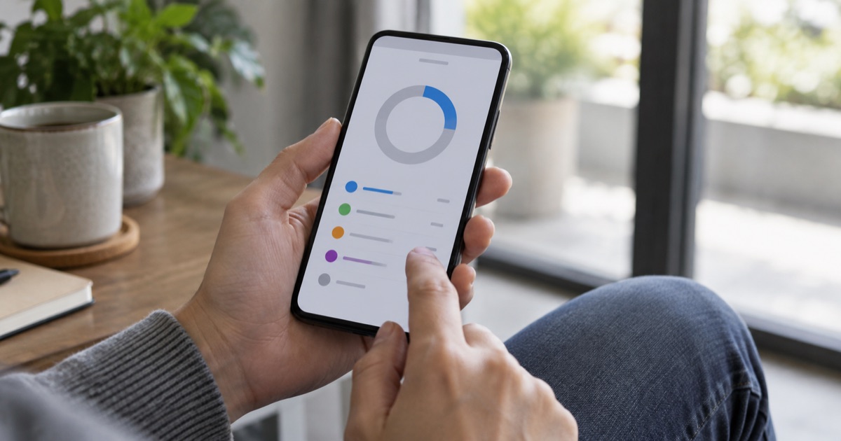 スマートフォンでクラウドストレージの使用量を確認する手元