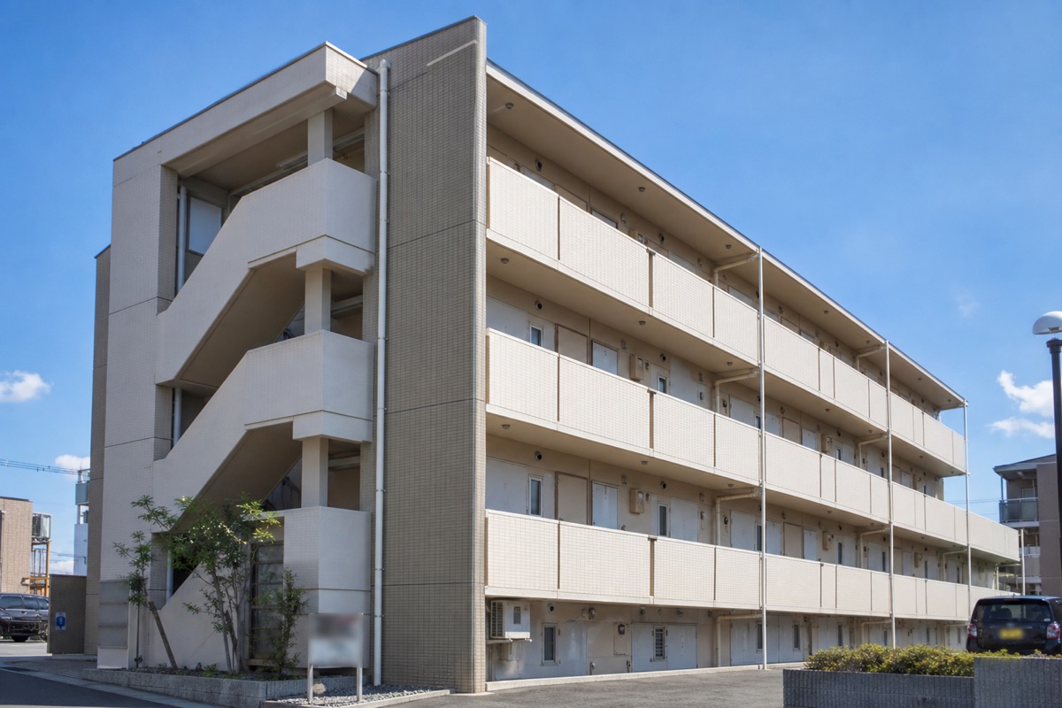 インターネット無料をうたう賃貸マンションの外観