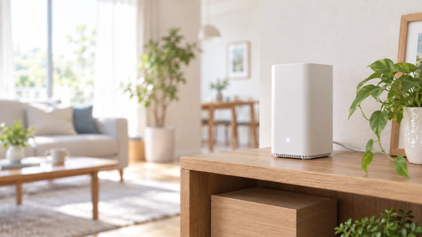 リビングに置かれたWi-Fiルーター