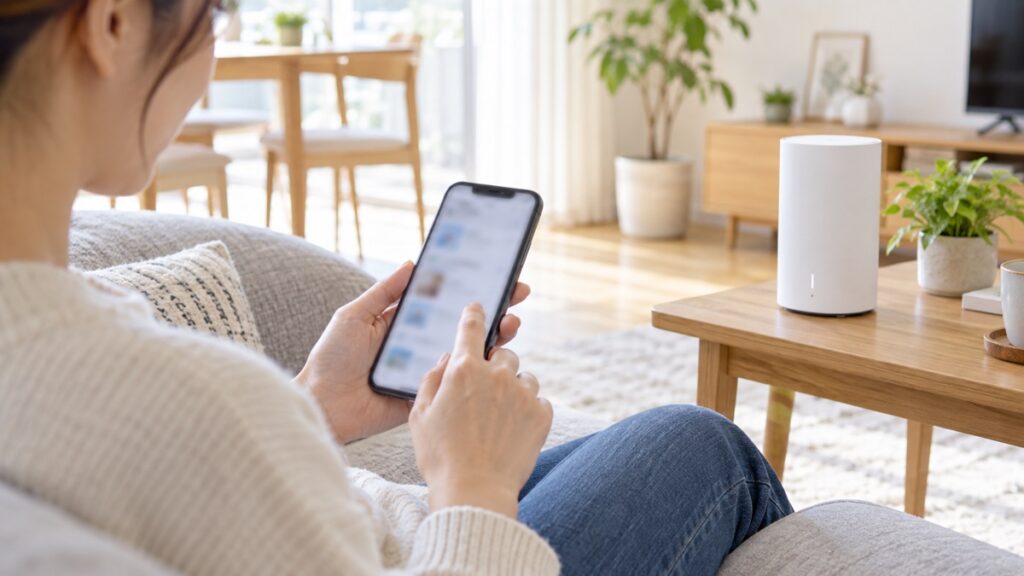 スマホで解約手続きをする手元