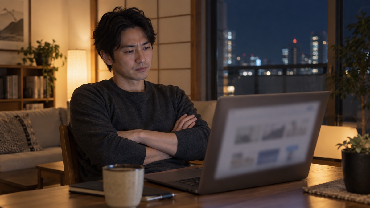 ネット回線を見直すか考える男性