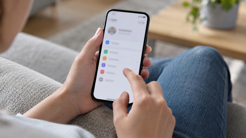 スマホで解約手続きをする手元