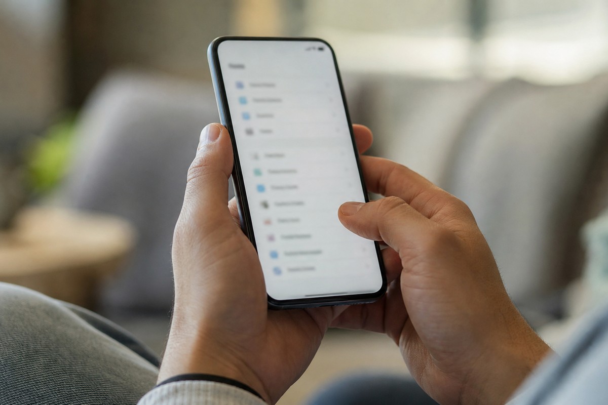 スマートフォンの設定画面を操作しているイメージ