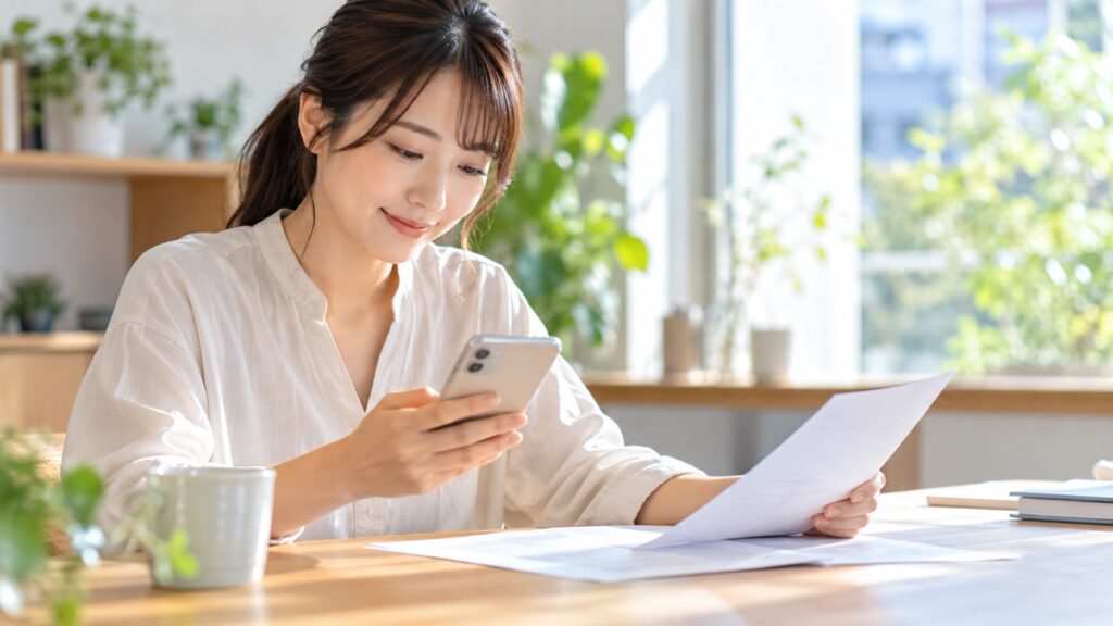 スマートフォンで自分の信用情報を確認する手元