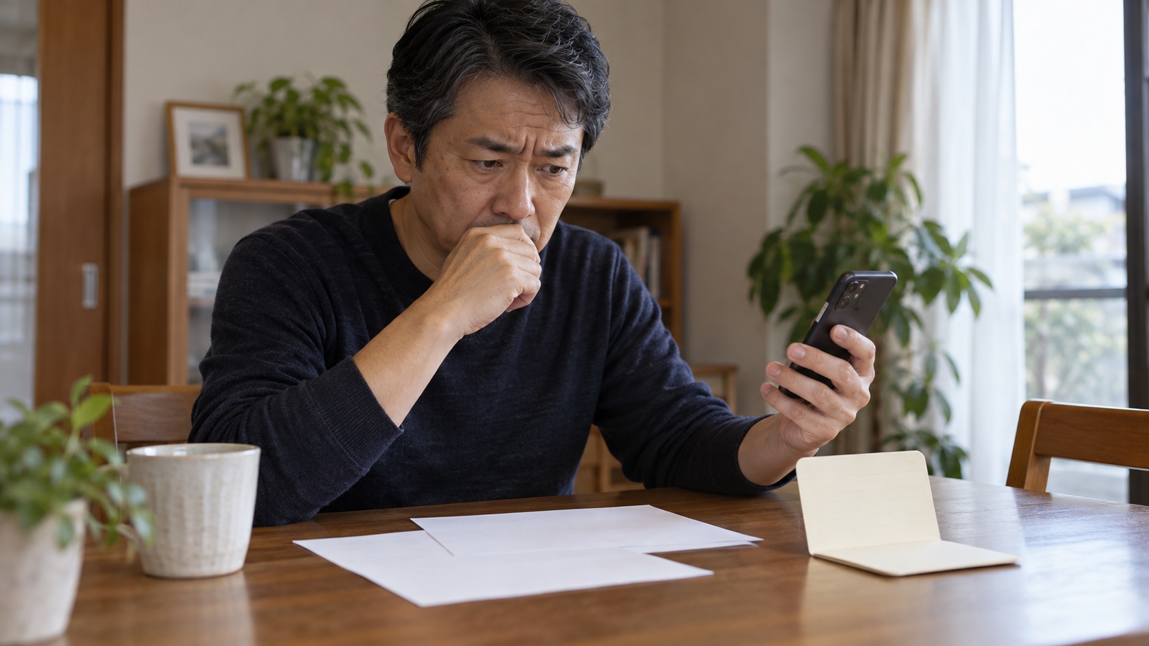 個人情報が知られていることに不安を感じる日本人男性