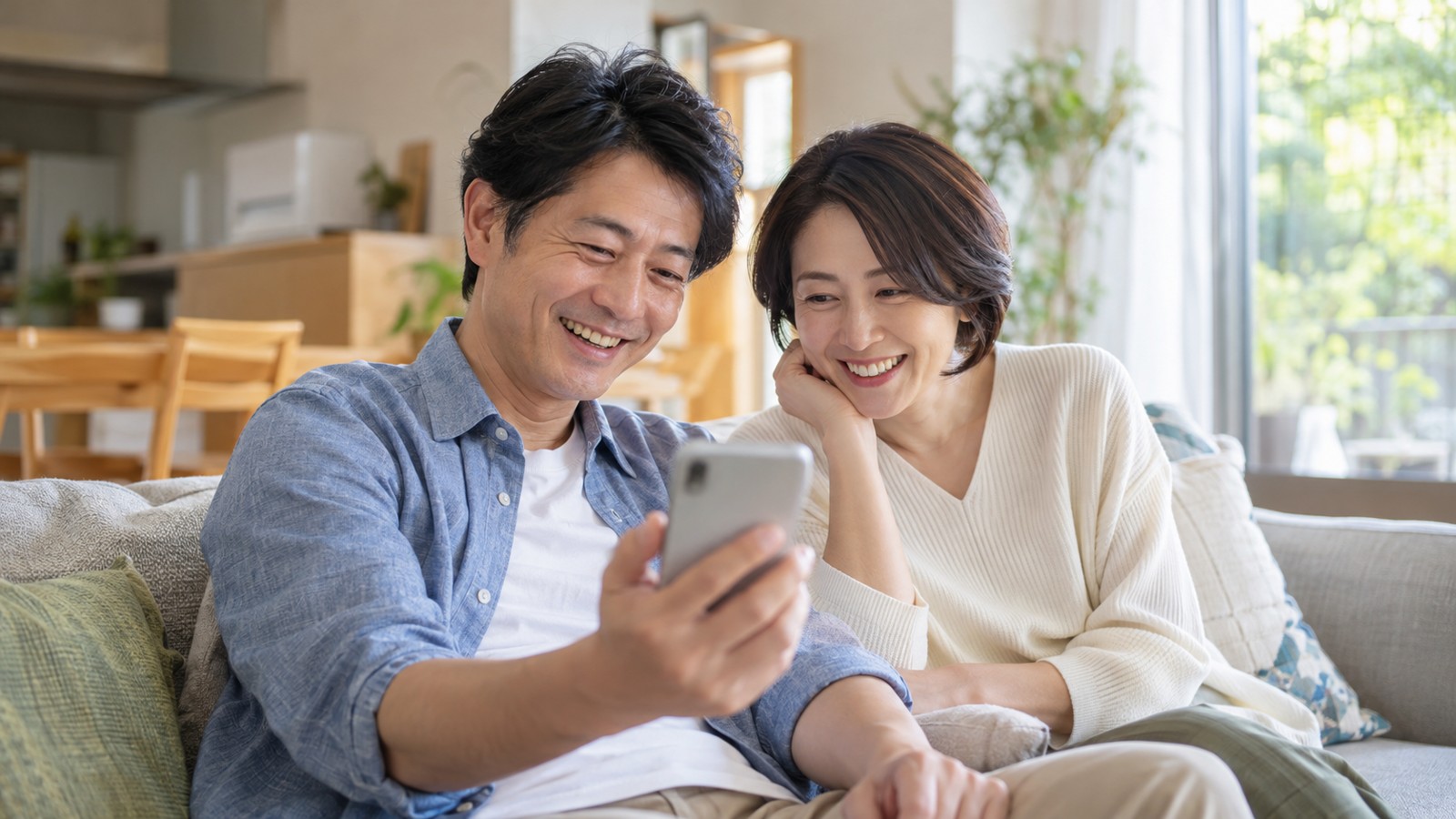 スマホの設定を見直して安心する日本人夫婦