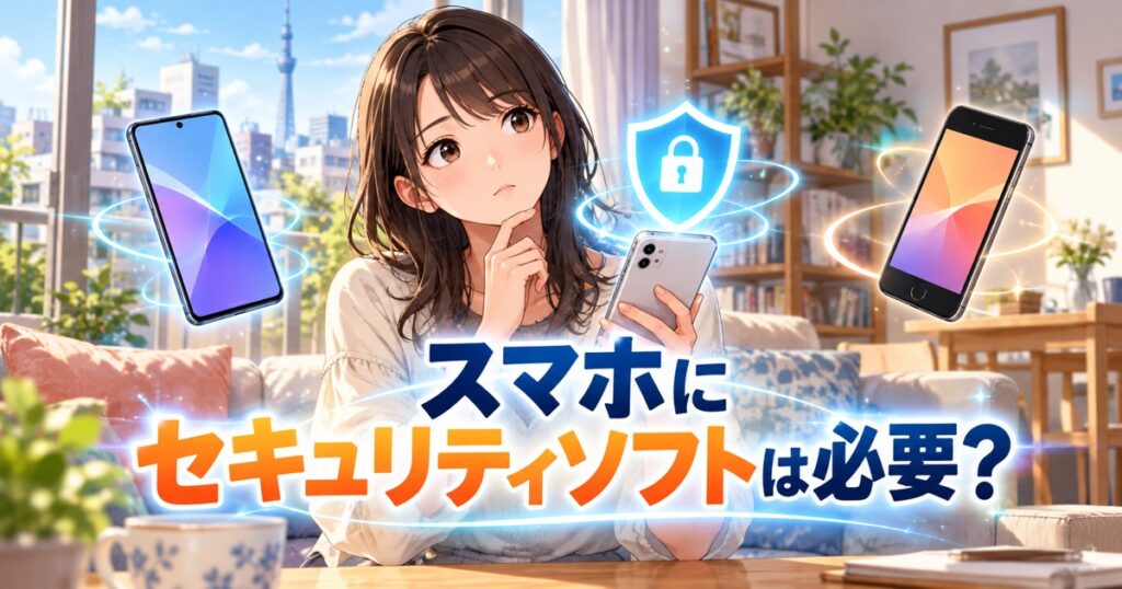 スマホにセキュリティソフトは必要かを解説する記事のアイキャッチ