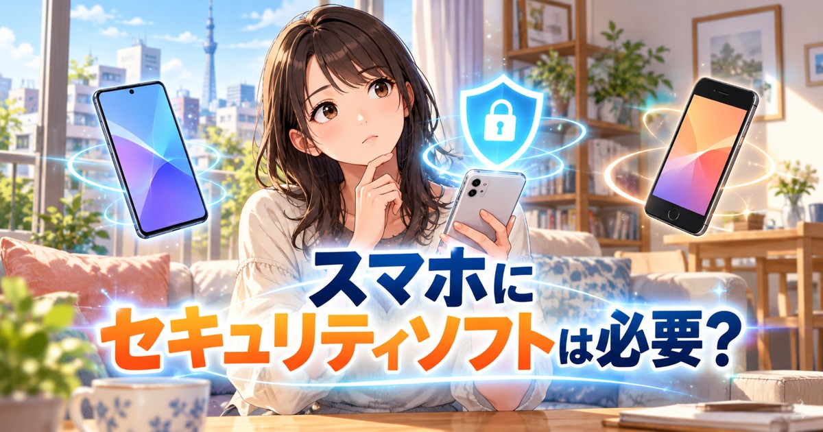 スマホにセキュリティソフトは必要かを解説する記事のアイキャッチ
